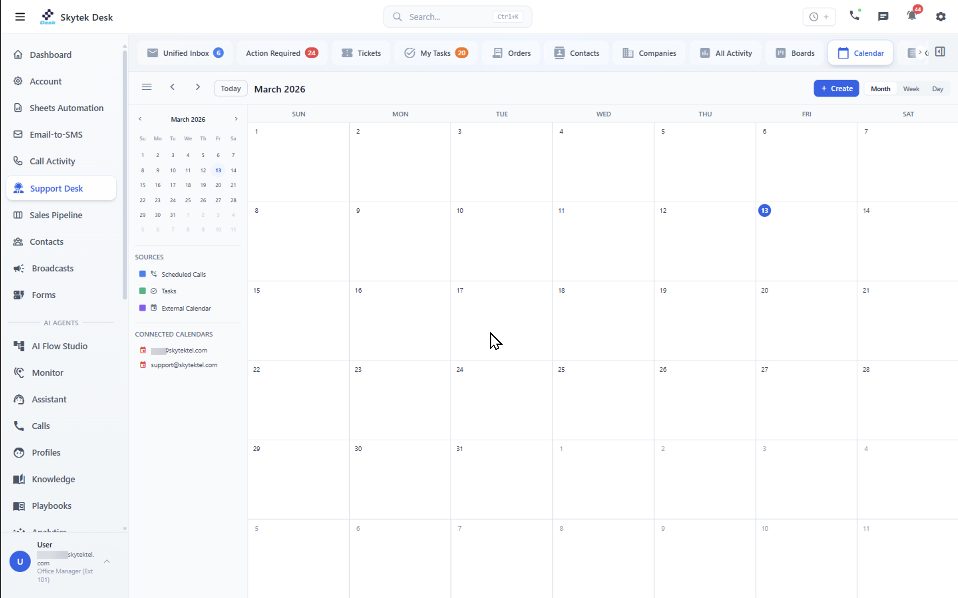 Skytek Desk — Scheduling calendar with Google Calendar sync